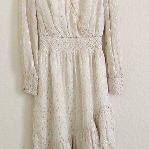 Lilly Pulitzer Cream High Low Dress with Silver Details